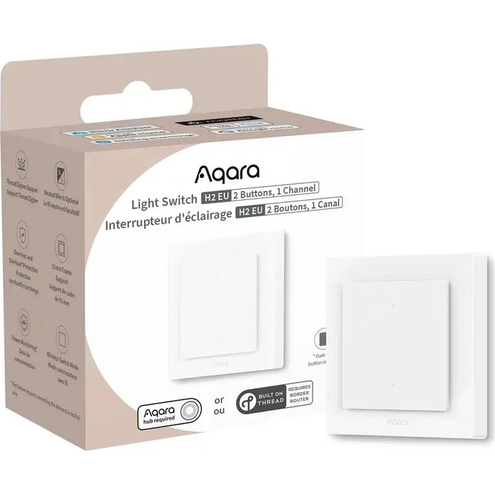 AQARA-Light-Switch-H2-EU-2-tlacitka-1-kanal-WS-K07D-Zigbee-a-Thread-vypinac-s-rele
