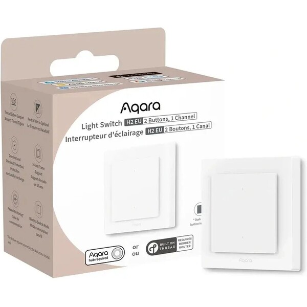 AQARA-Light-Switch-H2-EU-2-tlacitka-1-kanal-WS-K07D-Zigbee-a-Thread-vypinac-s-rele