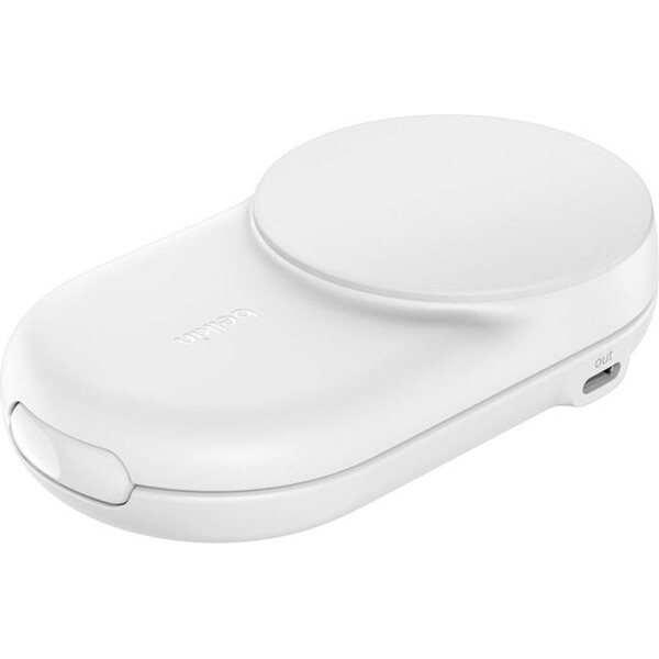 Belkin-UltraCharge-Qi2-25W-2v1-MagSafe-nabijecka-pro-iPhone-AirPods-s-USB-C-bila