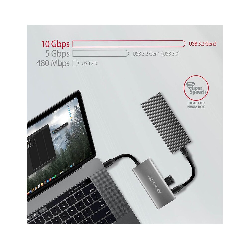 AXAGON-HMC4G2-USBC-3-2-Gen-2-10-Gbps-hub-w-2x-USBA-2x-USBC-13cm-USBC-cable