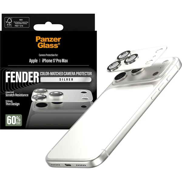 PanzerGlass-FENDER-hlinikova-ochrana-fotoaparatu-Apple-iPhone-17-Pro-Max-stribrna