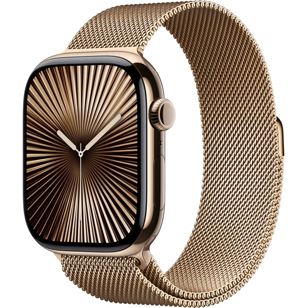 Apple Watch Series 10 Cellular 46mm Zlatý titan se zlatým milánským tahem S/M - Chytré hodinky - Hlavní obrázek