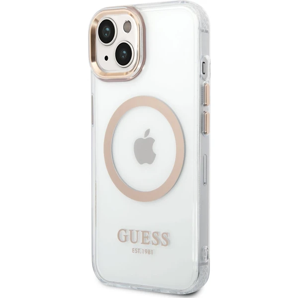 Guess Transparent MagSafe kryt iPhone 14 Plus zlatý - Pouzdra - Obrázek FO9YF00101