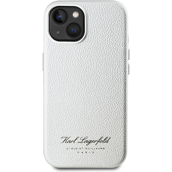 Karl Lagerfeld Grained PU Hotel RSG zadní kryt iPhone 15 bílý - Pouzdra - Obrázek FOO5000J01