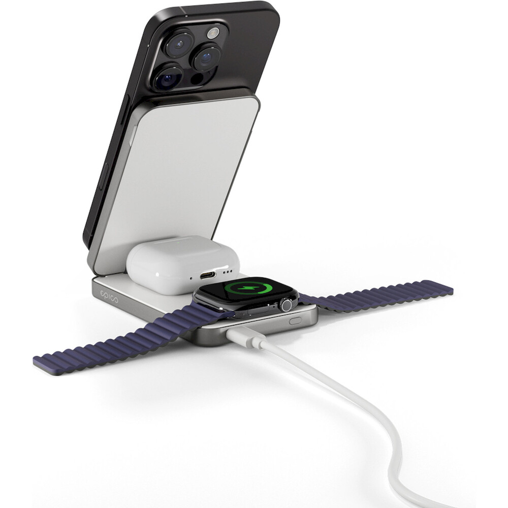 Epico-UltraBase-4v1-Qi2-MagSafe-powerbanka-bezdratova-nabijecka-8000mAh-bila