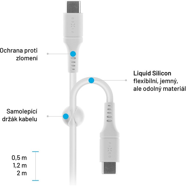 FIXED-Liquid-silicone-USB-C-USB-C-napajeci-kabel-60W-0-5m-bily