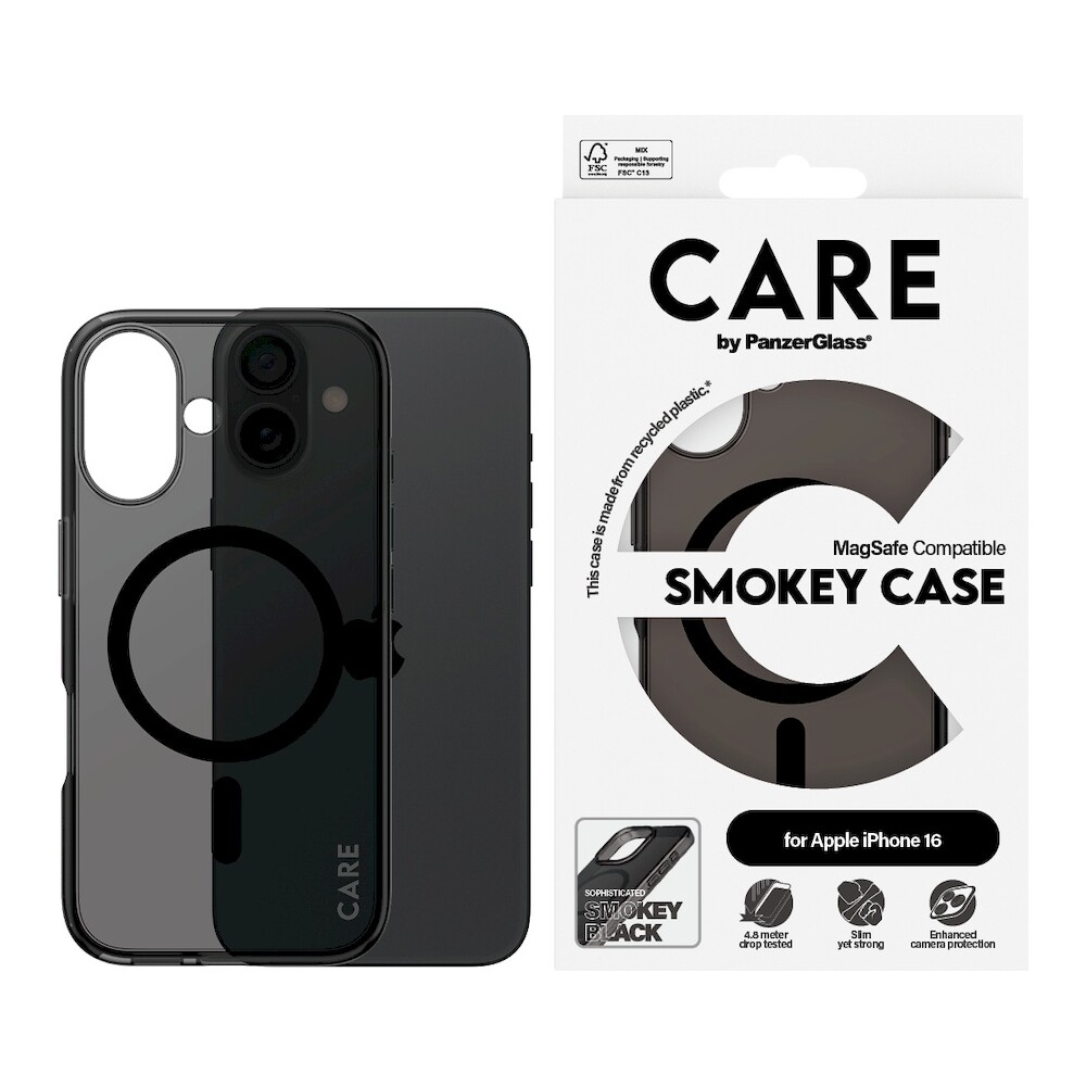 PanzerGlass-CARE-kryt-Apple-iPhone-16-MagSafe-Smokey-kourovy-cerny