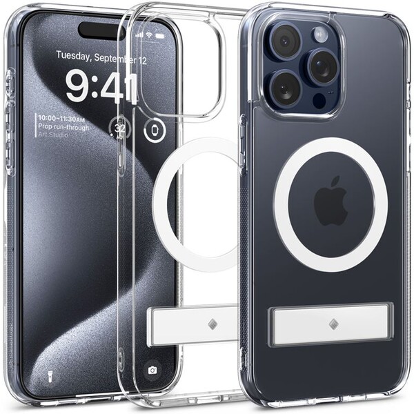 Spigen-Caseology-Capella-kryt-se-stojankem-s-MagFit-iPhone-15-Pro-Max-ciry-bily