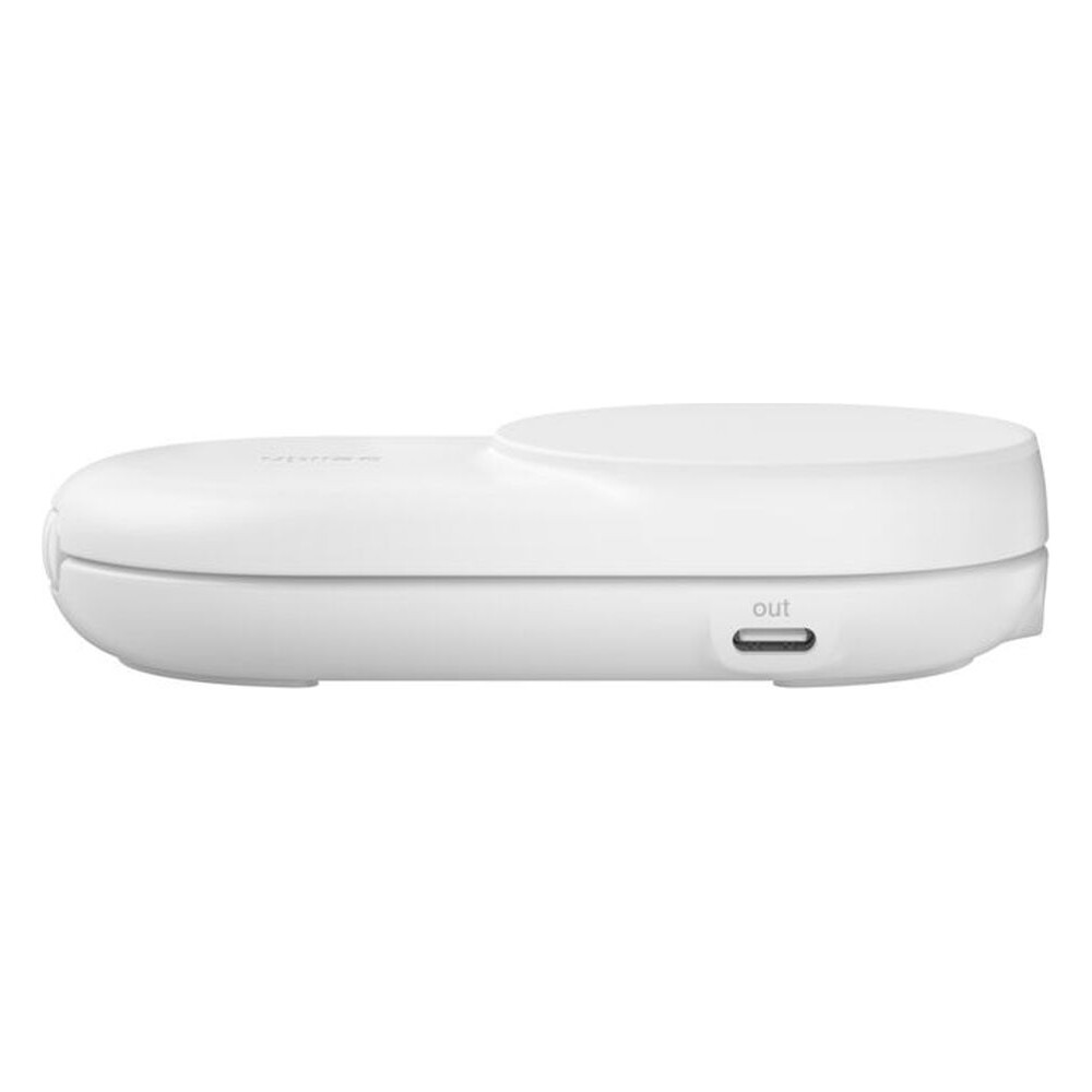 Belkin-UltraCharge-Qi2-25W-2v1-MagSafe-nabijecka-pro-iPhone-AirPods-s-USB-C-bila