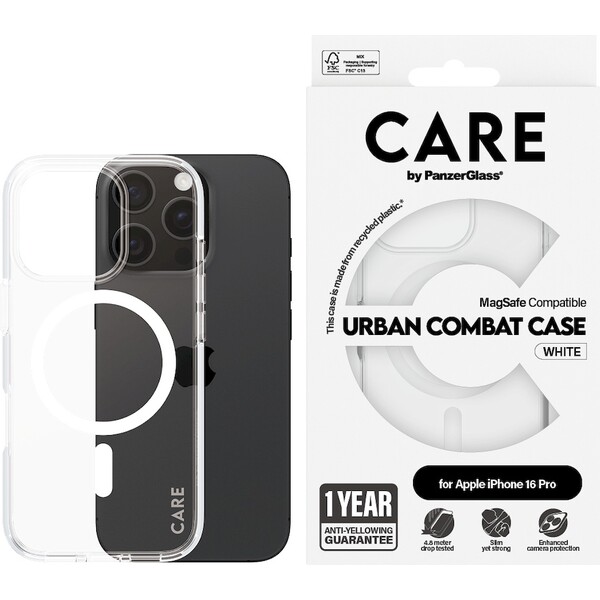 PanzerGlass-CARE-kryt-Apple-iPhone-16-Pro-MagSafe-Urban-Combat-ciry-bily