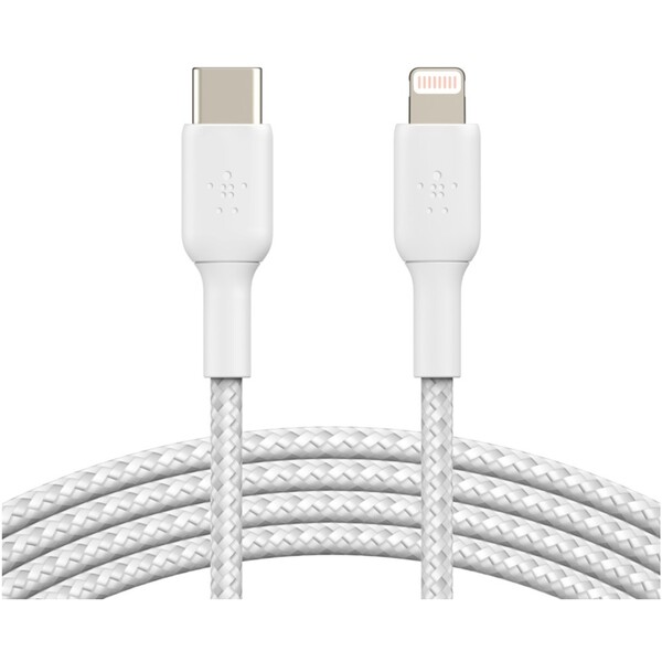 Belkin-BOOST-Charge-Braided-USB-C-Lightning-napajeci-kabel-2m-bily