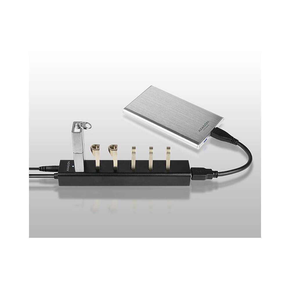 AXAGON-HUESA7BP-7x-USB3-0-ALU-CHARGING-hub-vc-AC-adapteru