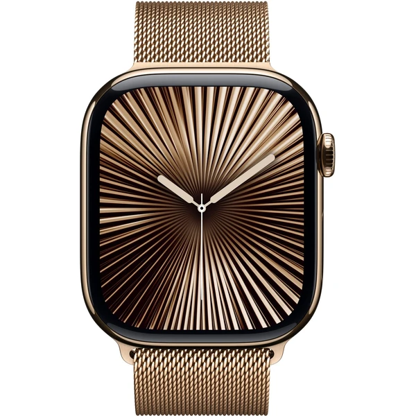 Apple Watch Series 10 Cellular 46mm Zlatý titan se zlatým milánským tahem S/M - Chytré hodinky - Obrázek GEQ7000K01