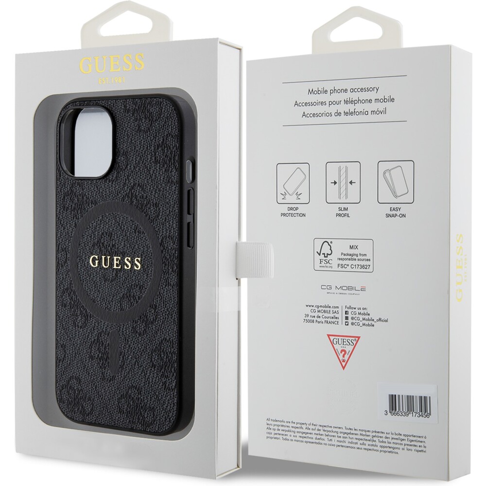 Guess-PU-Leather-4G-Colored-Ring-MagSafe-kryt-iPhone-15-cerny