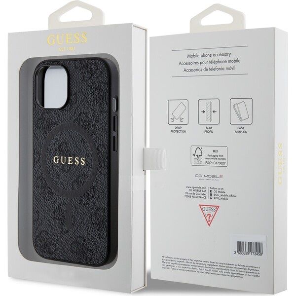 Guess-PU-Leather-4G-Colored-Ring-MagSafe-kryt-iPhone-15-cerny