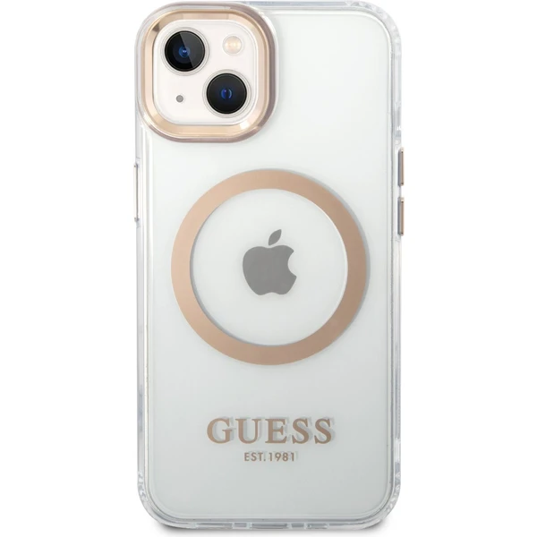 Guess Transparent MagSafe kryt iPhone 14 Plus zlatý - Pouzdra - Hlavní obrázek