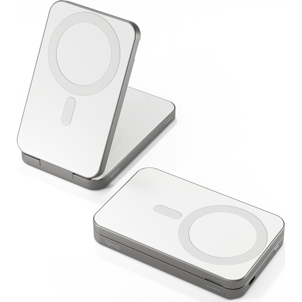 Epico-UltraBase-4v1-Qi2-MagSafe-powerbanka-bezdratova-nabijecka-8000mAh-bila