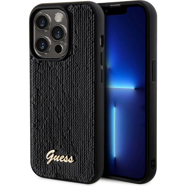 Guess Sequin Script Logo kryt iPhone 14 Pro černý - Pouzdra - Hlavní obrázek