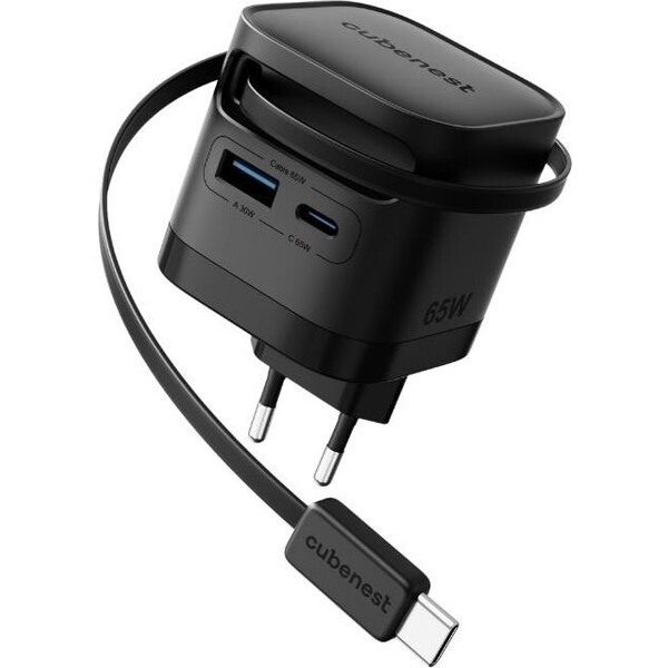 Cubenest-S3D2-PD-GaN-nabijecka-s-kabelem-65W-cerna