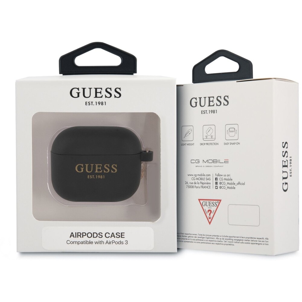 Guess-4G-Charm-Silikonove-Pouzdro-pro-Airpods-3-cerne