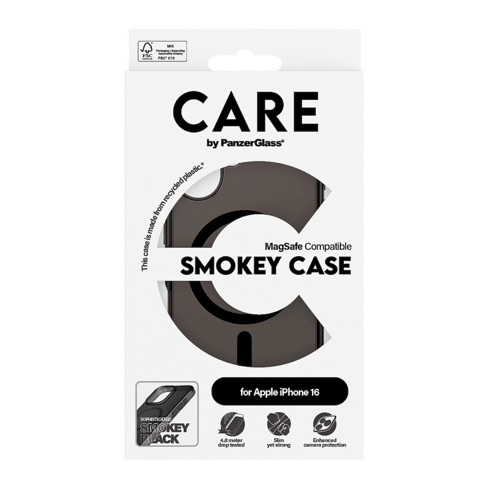 PanzerGlass-CARE-kryt-Apple-iPhone-16-MagSafe-Smokey-kourovy-cerny