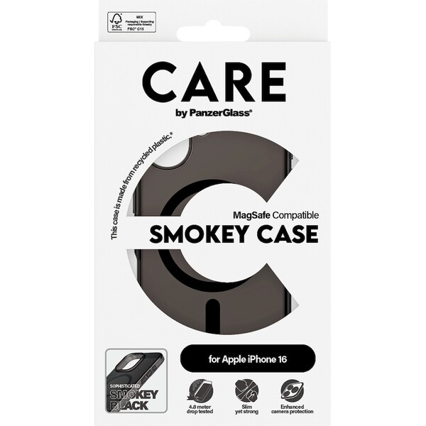 PanzerGlass-CARE-kryt-Apple-iPhone-16-MagSafe-Smokey-kourovy-cerny