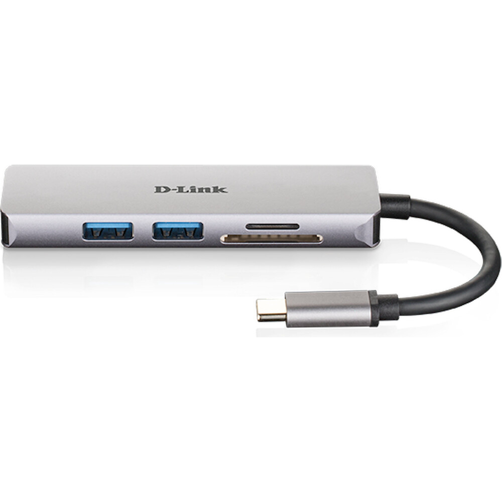 D-Link-5v1-USB-C-Hub-ctecka-karet-stribrny