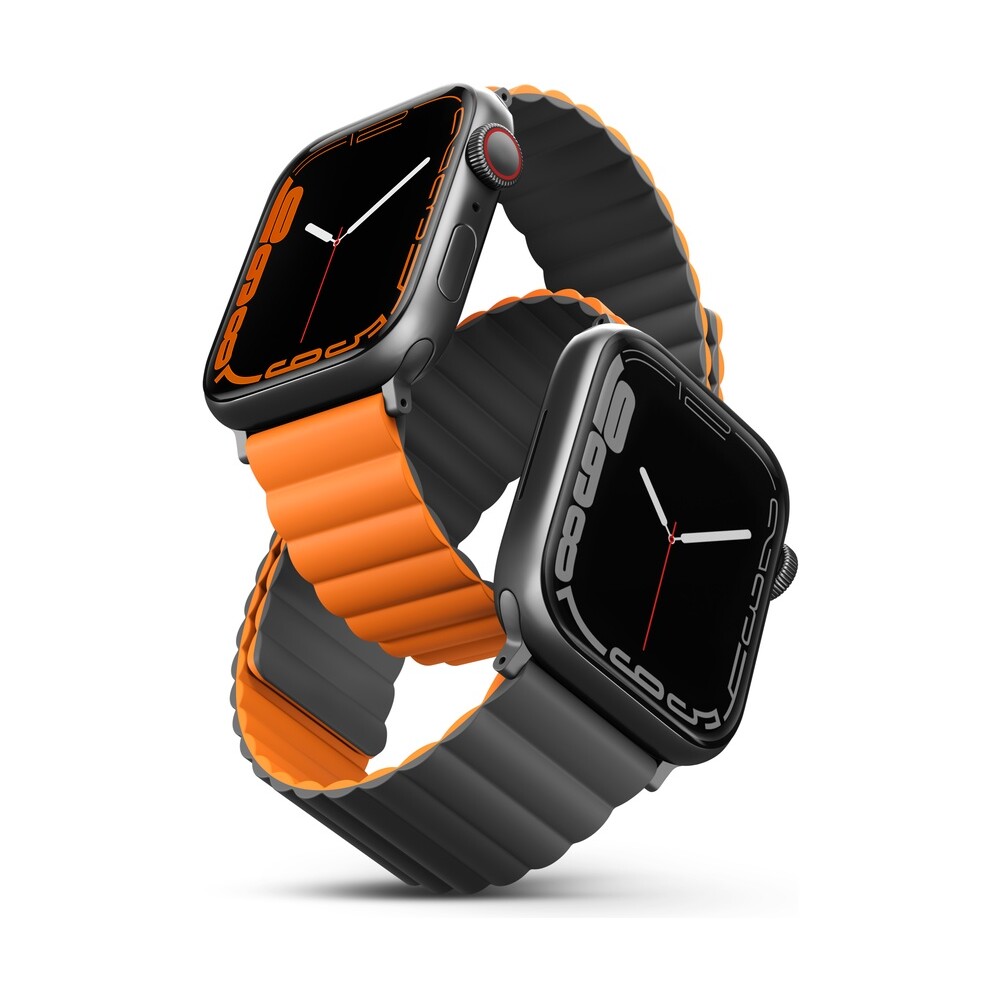 UNIQ-Revix-oboustranny-reminek-pro-Apple-Watch-49-46-45-44-42mm-Charcoal-sedy-oranzovy-