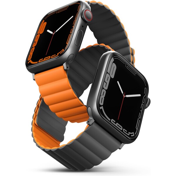 UNIQ-Revix-oboustranny-reminek-pro-Apple-Watch-49-46-45-44-42mm-Charcoal-sedy-oranzovy-