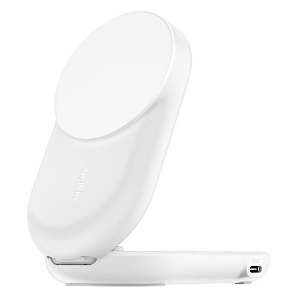 Belkin-UltraCharge-Qi2-25W-2v1-MagSafe-nabijecka-pro-iPhone-AirPods-s-USB-C-bila