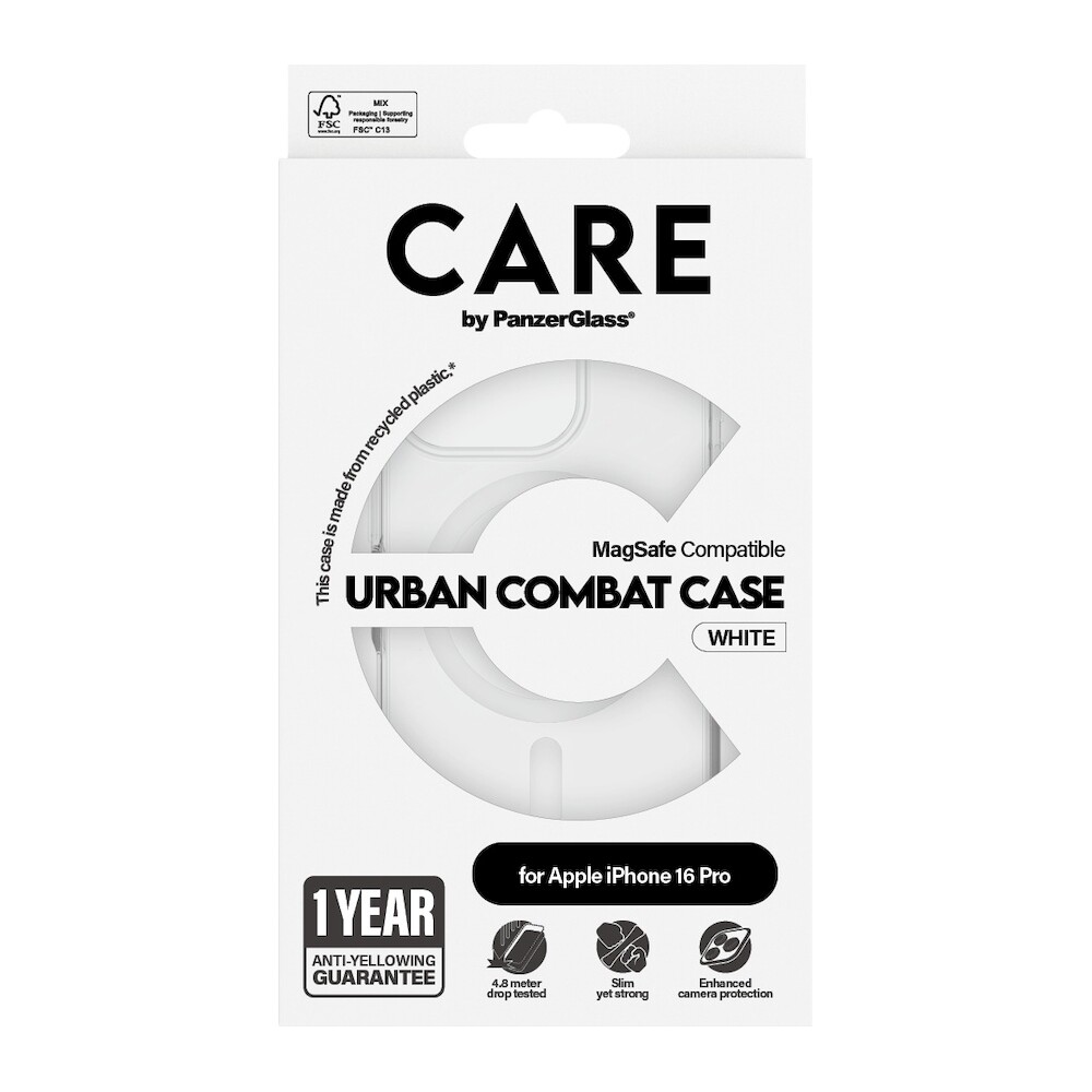 PanzerGlass-CARE-kryt-Apple-iPhone-16-Pro-MagSafe-Urban-Combat-ciry-bily