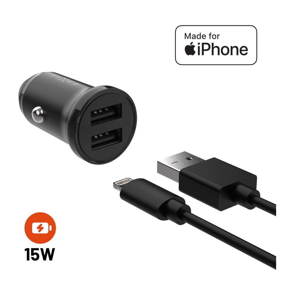 FIXED-set-autonabijecky-s-2xUSB-vystupem-a-USB-Lightning-kabelem-1-metr-Mfi-15W-cerny