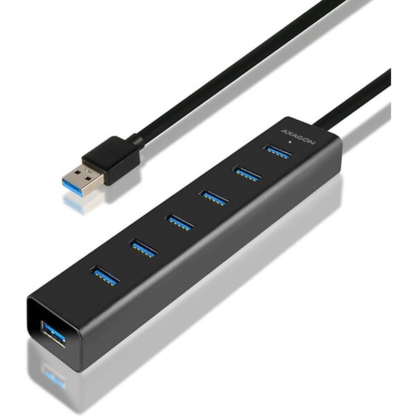 AXAGON-HUESA7BP-7x-USB3-0-ALU-CHARGING-hub-vc-AC-adapteru