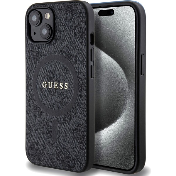 Guess-PU-Leather-4G-Colored-Ring-MagSafe-kryt-iPhone-15-cerny