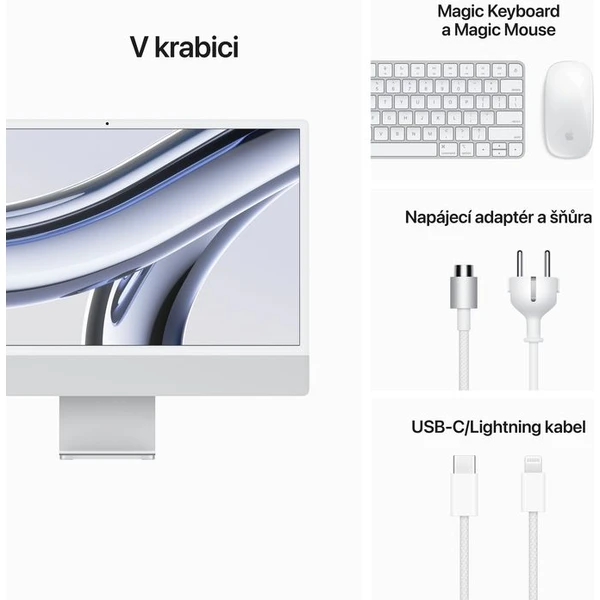 CTO Apple iMac 24" (2023) / 16GB / Mouse / stříbrný / CZ Touch ID NUM KLV / 1TB SSD / Bez ethernetu - Stolní počítače - Obrázek HJR2000G01