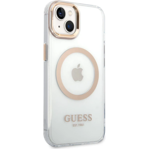 Guess Transparent MagSafe kryt iPhone 14 Plus zlatý - Pouzdra - Obrázek HO9YF00101