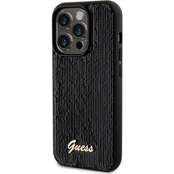 Guess Sequin Script Logo kryt iPhone 14 Pro černý - Pouzdra - Obrázek HQK8000601