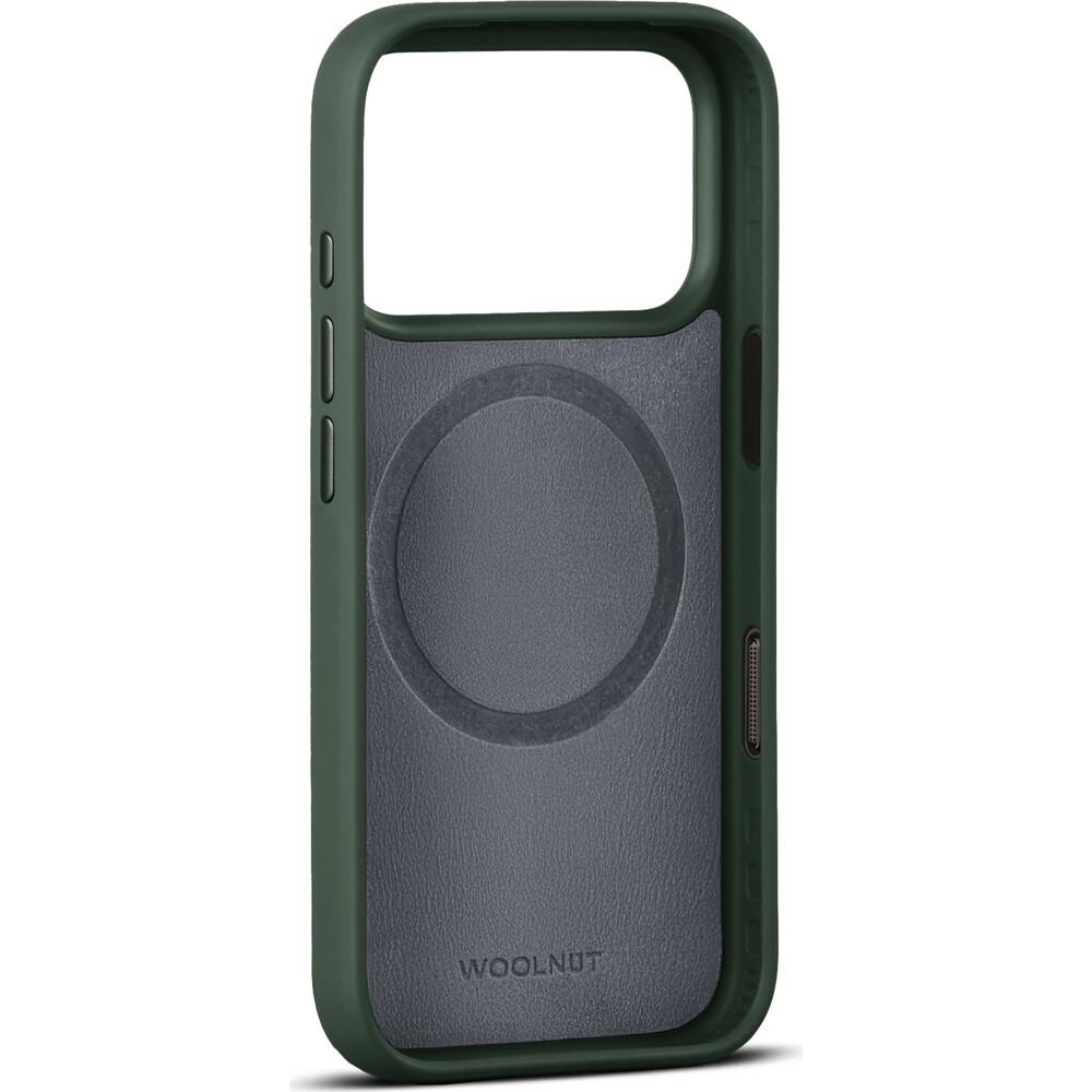 Woolnut-MagSafe-kozeny-kryt-iPhone-17-Pro-tmave-zeleny