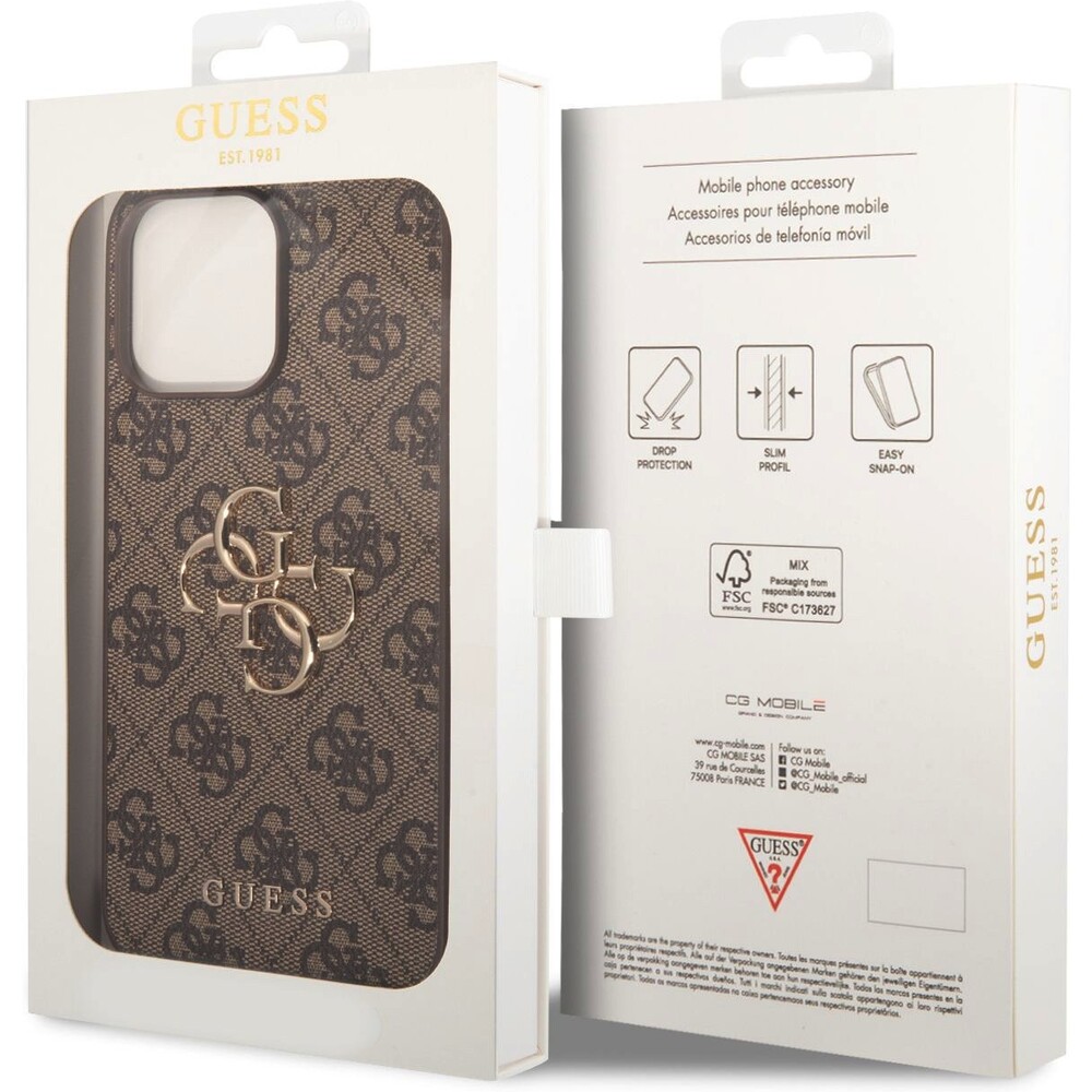 Guess-PU-4G-Metal-Logo-kryt-iPhone-15-Pro-Max-hnedy