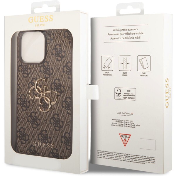 Guess-PU-4G-Metal-Logo-kryt-iPhone-15-Pro-Max-hnedy
