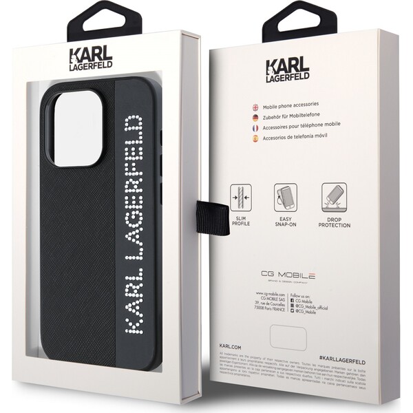 Karl-Lagerfeld-PU-Saffiano-Rhinestone-Charm-zadni-kryt-iPhone-15-Pro-Max-cerny