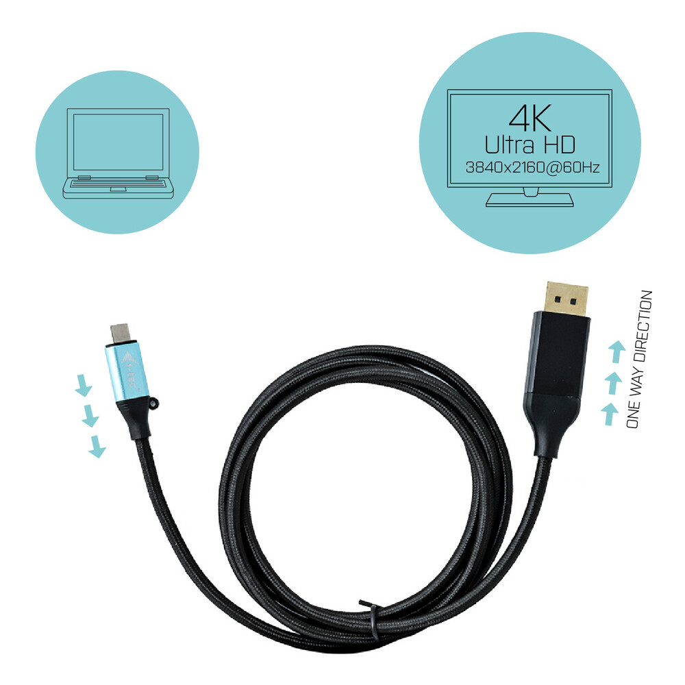i-tec-USB-C-DisplayPort-kabel-4K-2m-cerny