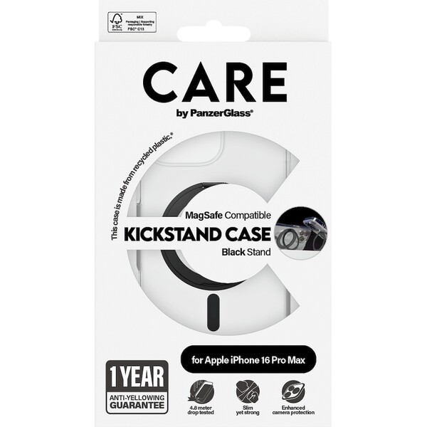 PanzerGlass-CARE-kryt-Apple-iPhone-16-Pro-Max-MagSafe-KickStand-ciry-cerny