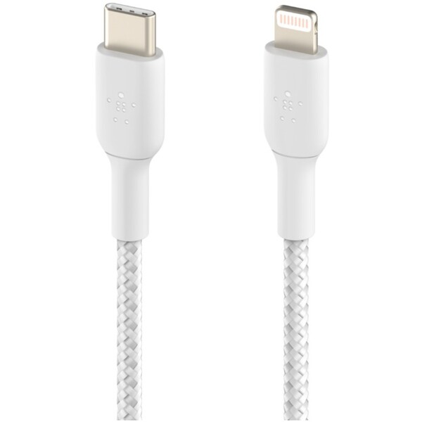 Belkin-BOOST-Charge-Braided-USB-C-Lightning-napajeci-kabel-2m-bily
