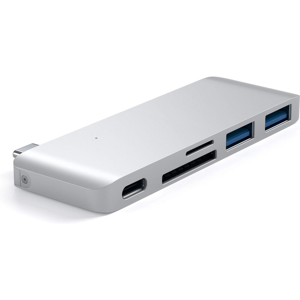 Satechi-Passthrough-USB-hub-pro-MacBook-stribrny