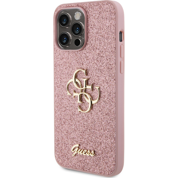 Guess-PU-Fixed-Glitter-4G-Metal-Logo-kryt-iPhone-15-Pro-Max-ruzovy