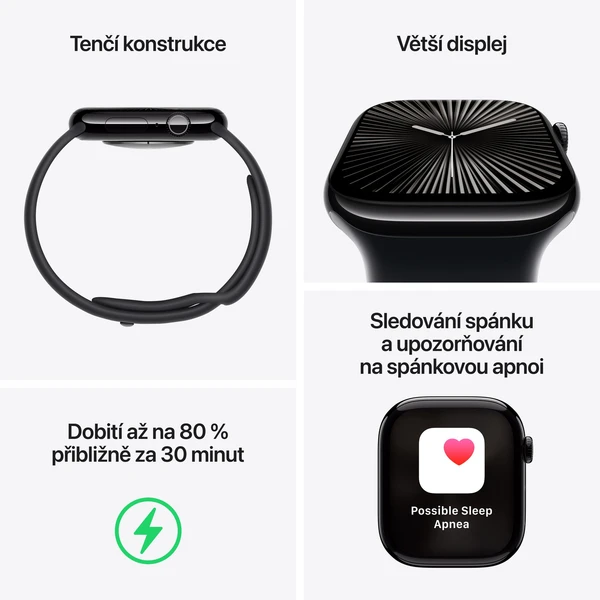 Apple Watch Series 10 Cellular 46mm Stříbrný hliník s denimovým sportovním řemínkem S/M - Chytré hodinky - Obrázek IKQ7000K01