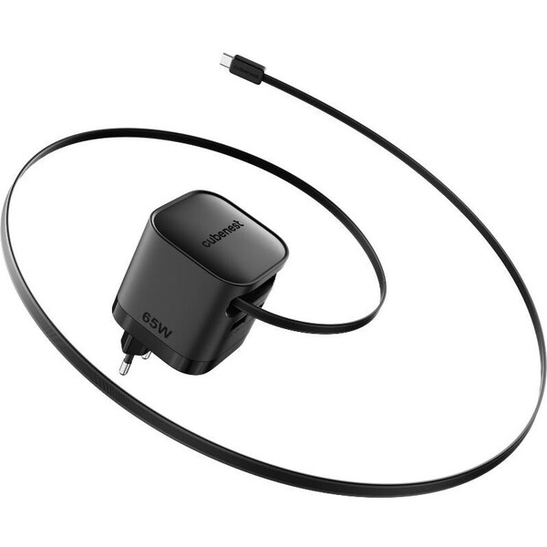 Cubenest-S3D2-PD-GaN-nabijecka-s-kabelem-65W-cerna
