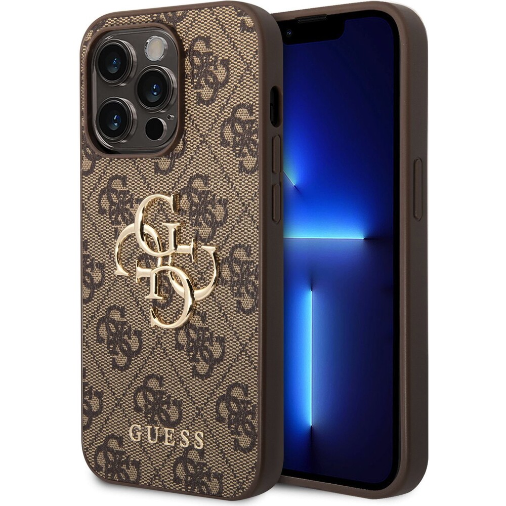 Guess-PU-4G-Metal-Logo-kryt-iPhone-15-Pro-Max-hnedy