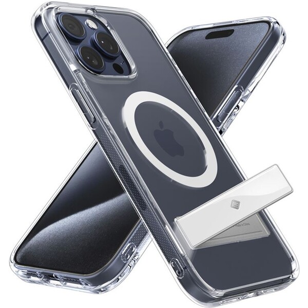 Spigen-Caseology-Capella-kryt-se-stojankem-s-MagFit-iPhone-15-Pro-Max-ciry-bily